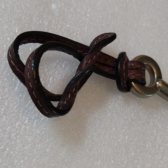 Fossil Brown Leather Necklace with Silver Key Pendant - Picture 3 of 4